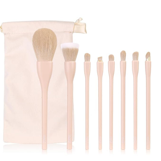 MSQ Make Up Brushes 8Pcs Makeup Brush Set Powder Brush Concealer Blending Brushes Set Stipping Brush Eyeshadow Brushes (Khaki)