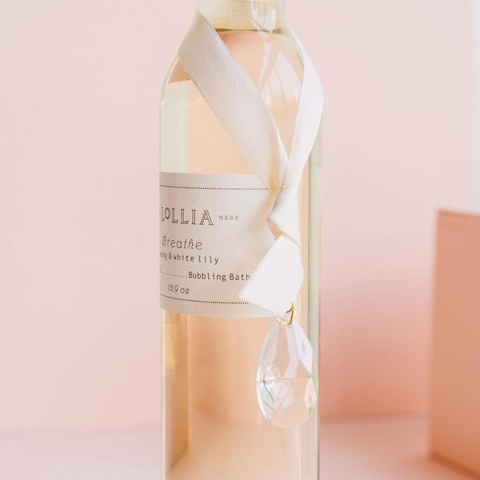 Lollia Breathe Bubble Bath, 12.9 fl. oz., Peony & White Lily Scented Bubbling Cleanser for Women, Soothing & Moisture-Rich Scented Body Soap with Hydrating Ingredients