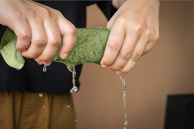 Softolle 100% Cotton Washcloths 24 Pack (12x12 Inches) Soft, Highly Absorbent Washcloth, Face Towels, Wash Cloths for Face, Ring Spun, Bulk Pack (Sage Green)