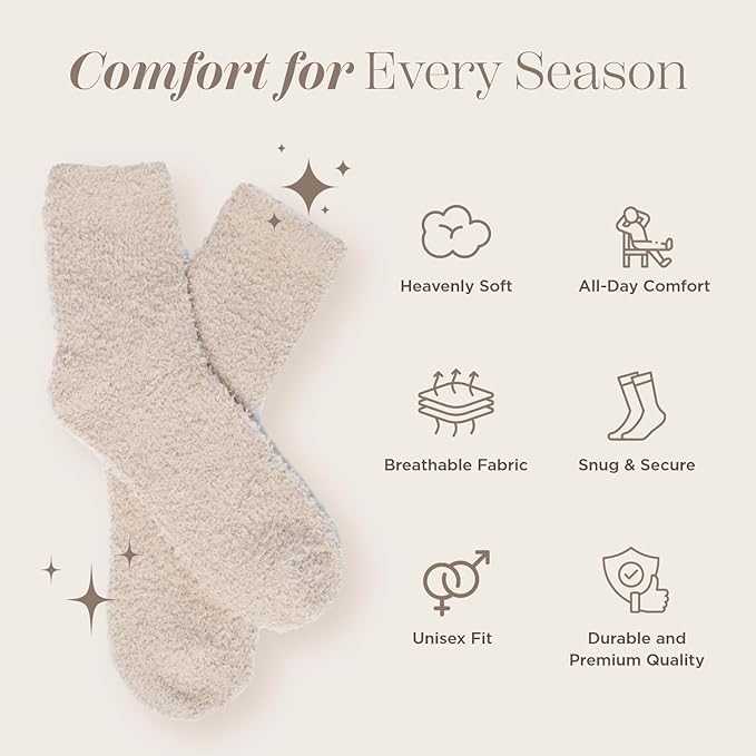 Fuzzy Socks for Women & Men - Cozy Cloud Socks for Sleeping, Gifts, Spa, Travel, Stress Relief, Lounge Wear