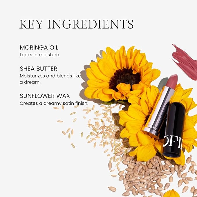 OFIR Lip Rouge Satin Hydrating Lipstick | Full Coverage Cream Lipstick Long Wear | Lightweight Lip Satin Finish with Shea Butter Apricot Oil | What eh-ver! - Neutral Brown 0.12 oz