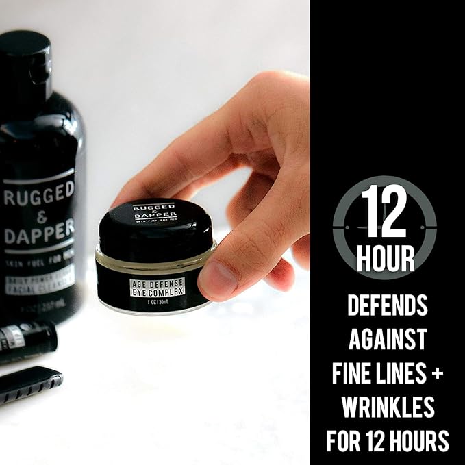 RUGGED & DAPPER Premium Men's Eye Cream | Age Defense for Dark Circles, Wrinkles & Puffy Eyes | Unscented | Hyaluronic Acid, Aloe + Argan Oil