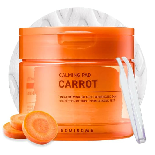 Carrot Calming Toner Pads – Korean Toner Pads with Centella Asiatica, Redness Reducing Skin Care, Pore Minimizer, Soothing & Hydrating with Jeju Carrot Extract, 100% 7 Layer Cotton 40 Pad