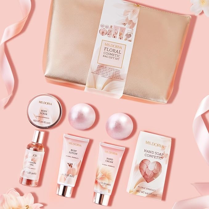 Spa Gift Baskets for Women Mom, Birthday Gifts for Her Wife, - 8 Pcs Relaxing Self Care Gifts Set with Cosmetic Bag & Bubble Bath, Ideal Mothers Day Gifts for Women, Wife, Girlfriend, Mom