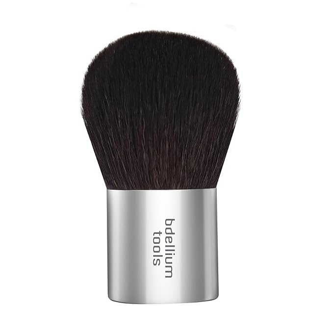 Bdellium Tools Professional Makeup Brush - Studio Series 995 Kabuki - With Soft Synthetic and Natural Mixed Fibers, For Full Coverage Application (Silver, 1pc)