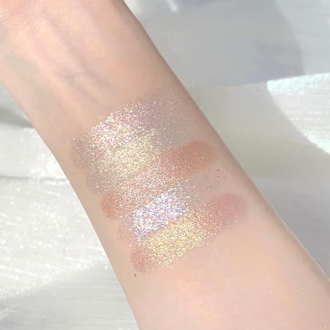 Erinde 10 Color Eyeshadow Palette Makeup - Matte Shimmer Glitter Eye Shadow, Ultra-Blendable, High Pigmented, Naturing-Looking, Neutral Nude Eyeshadow Palette with Professional Brush, Starlight Gems