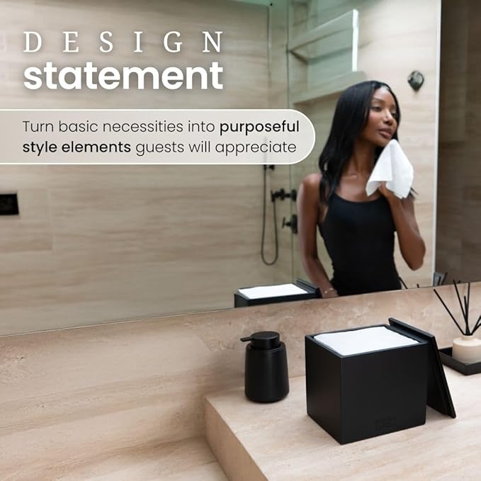 CLEAN SKIN CLUB Cement Box for 50 Disposable Clean Towels XL (Towels NOT Included), Concrete Container for Face Towelettes Bathroom Counter Storage, Cleansing Facial Dry Wipes - Matte Onyx