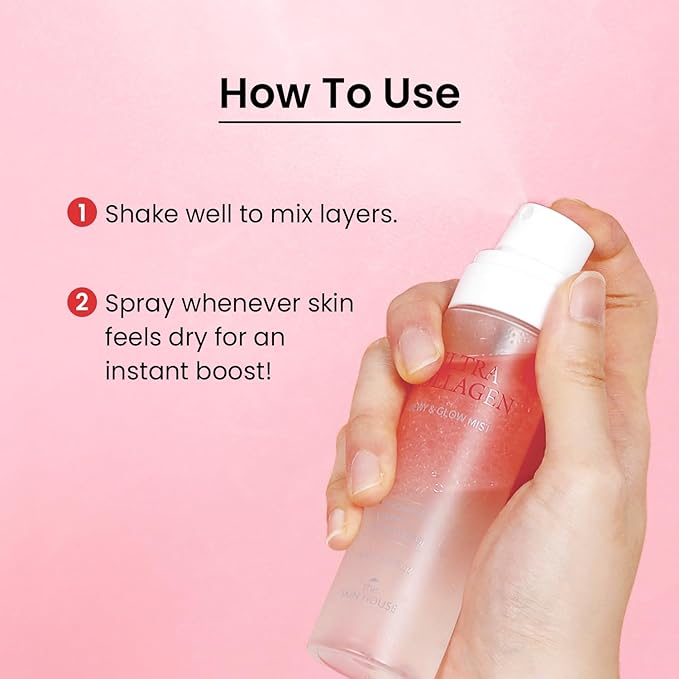 The Skin House Ultra Collagen Dewy & Glow Ampoule Mist I Retinol, Niacineamide, Adenosine| Glowy Collgen Ampoule & Double Layer Mist Spray I Korean Skincare [80ml/ 2.70 fl.oz]