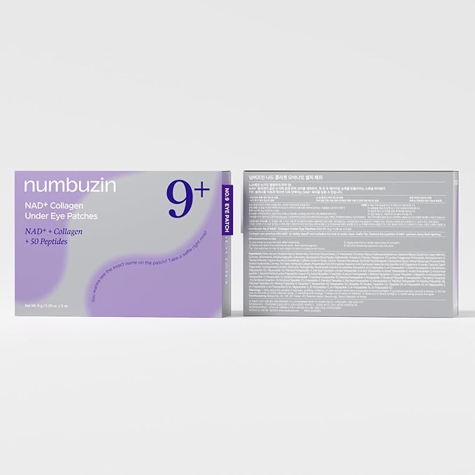 numbuzin No.9 Eye Patches | NAD+ Collagen Under Eye Patches | Dark Circles, Cooling, Depuff Eyes, Wrinkles with Peptides, Caffeine, Niacinamide | Plumping and Firming | 5 Pairs, 10 Patches