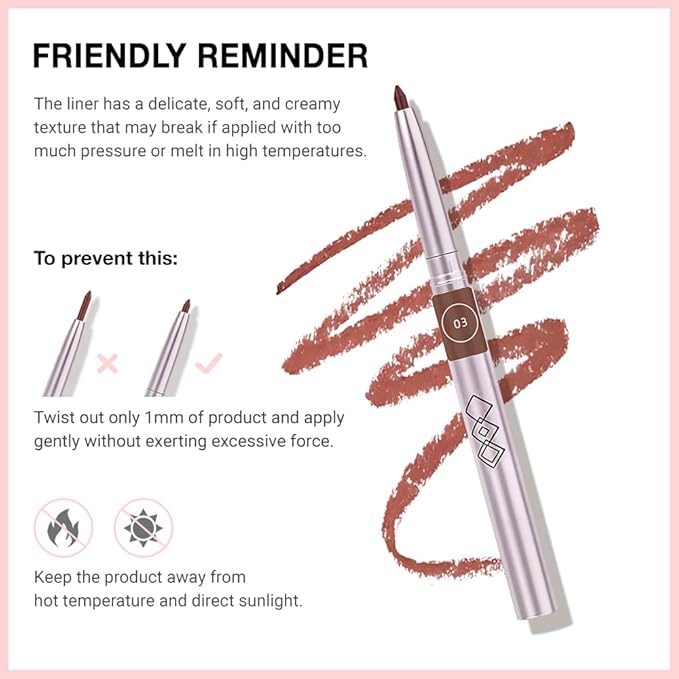 evpct Silky Smooth Lip Liner Pencil Retractable, Caramel Lip Liner Creamy Long-Lasting Formula for Precision Contouring Matte Velvet Pigmented Rich Lip Colors Crayon Lipstick 03