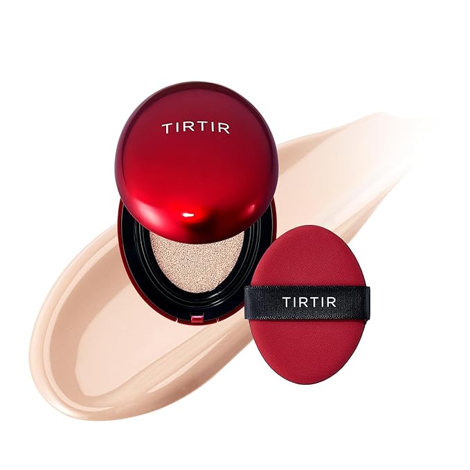 [*Mini Size*] TIRTIR Mask Fit Red Cushion Foundation | Full coverage, Weightless, Skin fit, Satin Glow Finish, Korean Makeup, beauty, Tattoo cover up, Buildable (#17C Porcelain, 0.15 Fl Oz)