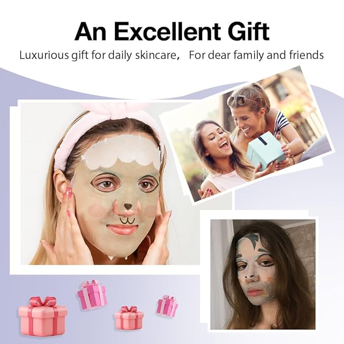 Kaely 6 Pack Animal Character Sheet Masks, Face Masks for Kids Teens Skin Care, Korean Soothe Facial Mask for All Skin Types, Girls Night Skincare Spa Party, Birthday Gifts for Women Men, Set07