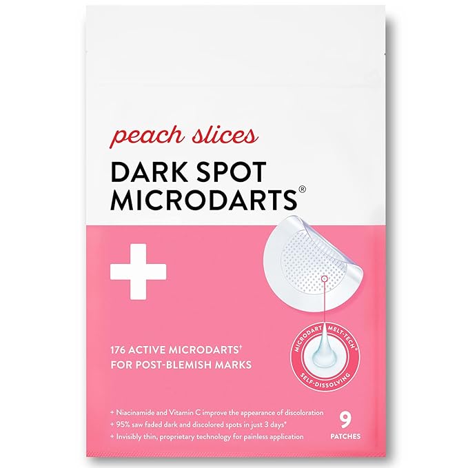 Peach Slices - Dark Spot Microdarts (9 ct) - Reduces Discoloration & Redness - Post-Pimple Patches - Niacinamide, Vitamin C, Hyaluronic Acid & Cica - Vegan & Cruelty Free - Korean Skin Care & Beauty