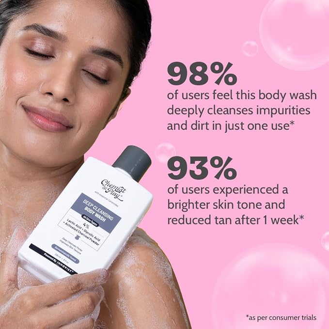 Chemist at Play Deep Cleansing Body Wash| Activated Charcoal Removes Dirt | Lactic Acid for Skin Texture| Glycolic Acid for Exfoliation| 7.9 Fl oz