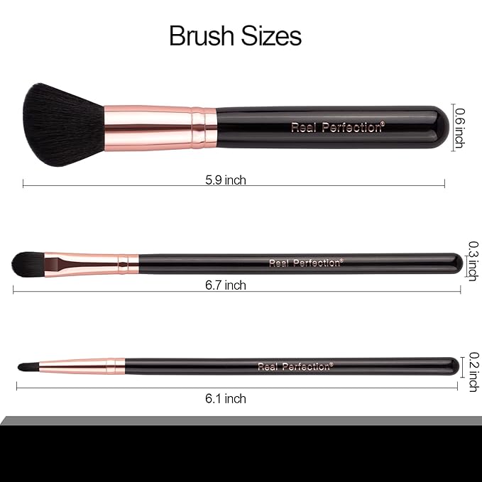 Real Perfection Makeup Brush Set 16 Pcs with 1 Eyebrow Razor Premium Synthetic Foundation Powder Concealers Eyeshadow Blush Makeup Brushes Make up Brushes Kit (Black)