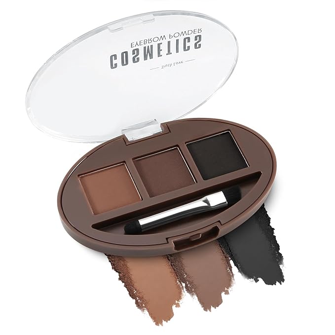 Boobeen 3 Color Eyebrow Powder Palette, Waterproof Eyebrow Makeup, Brow Definer to Shape Perfect Brow，Professional Brow Filler Powder with Brush