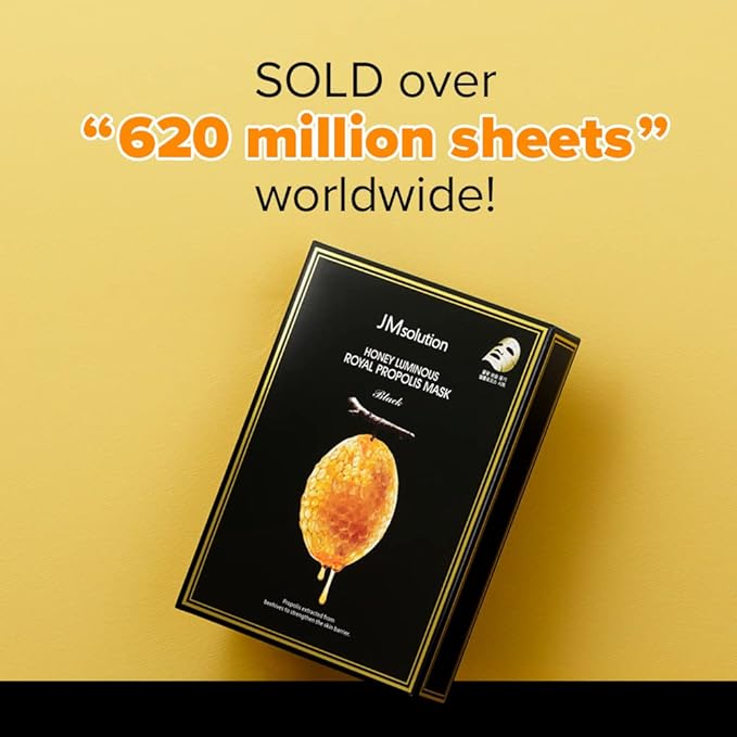 JMsolution Honey Royal Propolis Ampoule Korean Skin care Face Mask -Rich Moisturizing boositng Nutrition -10sheets For All Skin Type