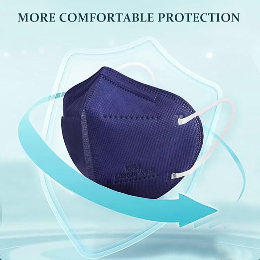 Navy Blue KN95 Face Masks 100 Pack Breathable Disposable Face Masks