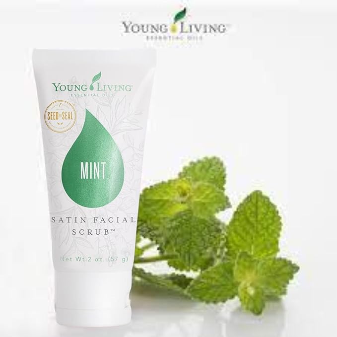 Young Living - Satin Facial Scrub Mint 2 oz | Gentle Exfoliation & Skincare | Dead Skin Removal & Renewal | Bright Complexion | Suitable for All Skin Types