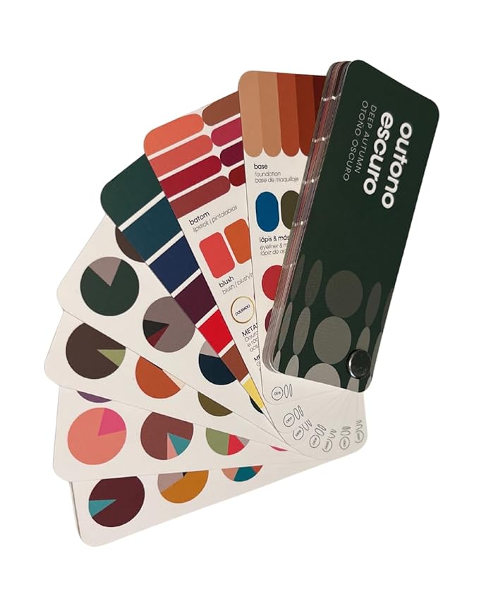 Multilingual Deep Autumn Palette Color Fan by Studio Immagine, Personalized Color Guide for Cost Saving, Smart Shopping, Outfit & Wardrobe Planning; Otono Oscuro/Outono Escuro