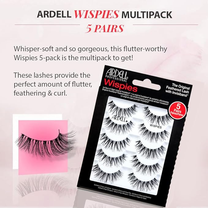 Ardell False Eyelashes Wispy Lashes, Easy Application, Natural Look, Reusable Lashes - Black, 2 Pack
