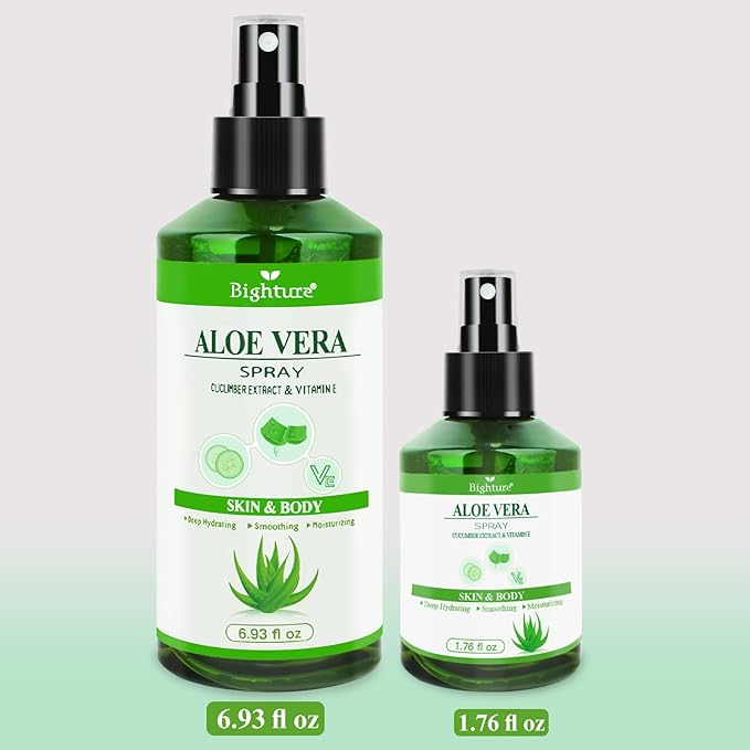 Aloe Vera Spray from Freshly Cut Pure Aloe, Aloe Vera for Skin& Hair, Aloe Vera Spray for Sunburn Relief, 6.93oz, Absorbs Rapidly, Infused wirh Cucumber Essence