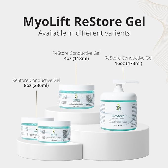 myolift 7E Wellness ReStore Conductive Microcurrent Gel with Bio-Active Complex - 4oz - Facial Skin Care with Green Tea Extract, Hyaluronic Acid & Collagen Peptides - Anti-Aging & Skin Tightening