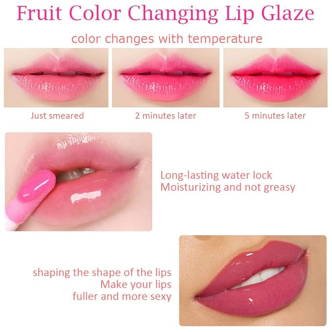 evpct 6Pcs Mini Clear Color Change Changing PH Tinted Lip Gloss Sets for Women, Lip Oil Gloss Balm Tint Stain Glaze Pack Hydrating Moisturizer Lipstick Magic labiales magicos 0.071fl.oz *6