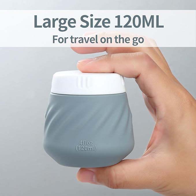 Gemice 4 OZ Travel Size Containers for Toiletries, 4-Pack Leak-Proof Silicone Slime Jars with Lids, BPA Free Small Round Cosmetic Slime Container for Lotion, Cream, Ointments, Travel Essentials