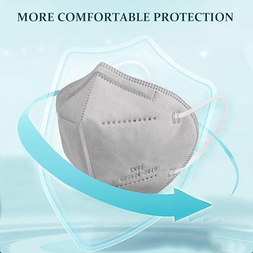 Grey KN95 Face Masks 100 Pack Breathable Disposable Face Masks