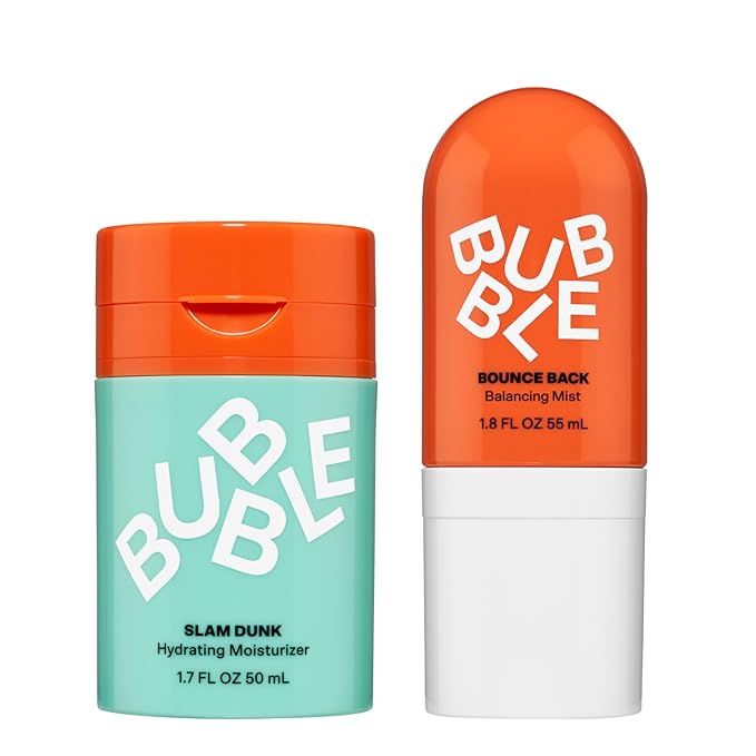 Bubble Skincare Hydration Duo - Slam Dunk Hydrating Face Moisturizer (50ml) + Bounce Back Hydrating Toner Spray (55ml) - Daily Hydration & Balance for Healthy, Radiant Skin