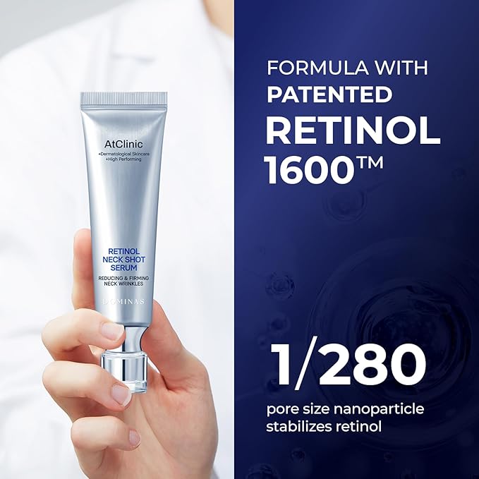 DOMINAS Atclinic Neck Firming Serum with Retinol & 5-Peptides – Reduce Wrinkles & Tech Neck Lines in 2 Weeks | Lightweight, Korean Skincare (1 fl oz)
