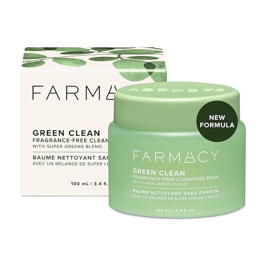 Farmacy Makeup Remover Cleansing Balm - Green Clean Waterproof Makeup Remover + Oil Based Cleanser - Newly Formulated Double Cleanser with Plant Based Waxes + Upcycled Moringa (100ml)