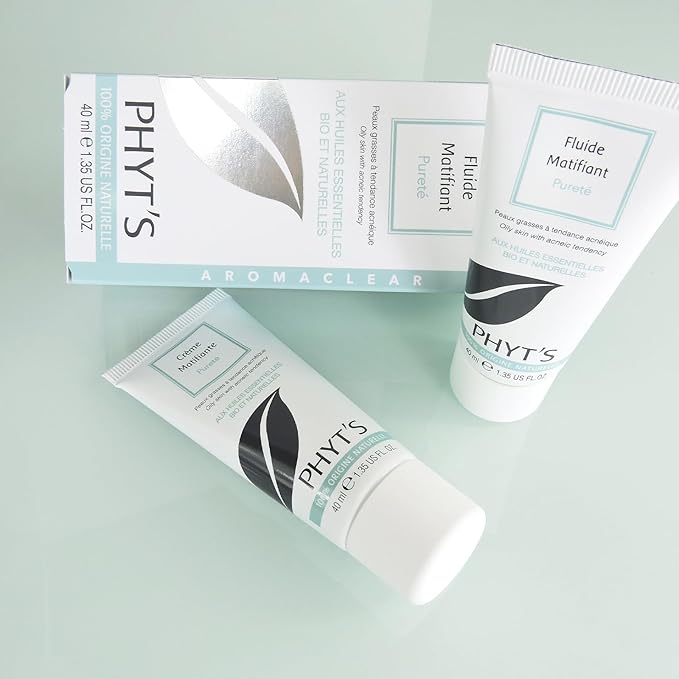 Phyts Purity Mattifying Fluid - Face Moisturizer for Oily Skin - Face Cream with Absorbent Silicas and Essential Oils - Refines Skin Texture - 1.35 oz