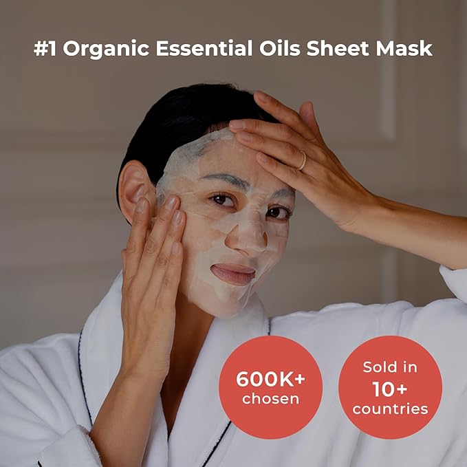INNA ORGANIC Sheet Mask - Balancing & Oil Control, EWG & COSMOS Certified (Pack of 5) | Lemon Tea Tree Essential Oils Infused Skin Care | Luxury Clean Beauty