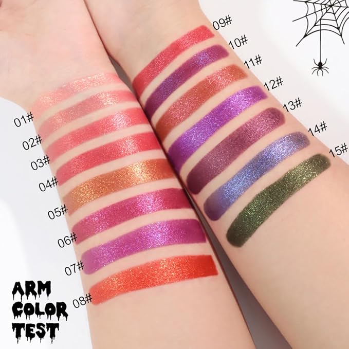 Kaely Glitter Metallic Lipstick, Shimmer Metallic Lipsticks for Women, High Pigmented Lip Gloss Long Lasting Waterproof Smudge Proof 24 Hour, Halloween Makeup, Vegan & Cruelty-Free, 10