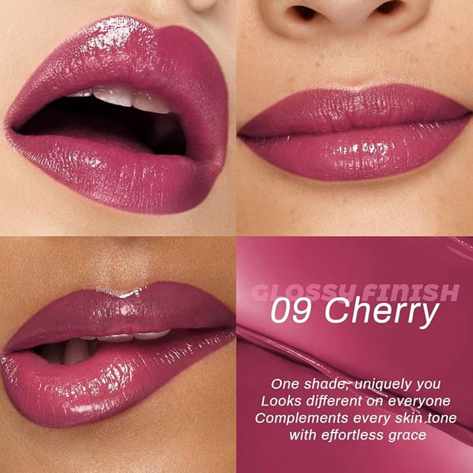 Kaely Cherry Honey Lipstick Tinted Lip Balm, Hydrating Shine Lipstick for Women Dry Lips, Moisturizing Nourishing Glossy Lip Gloss Stain Makeup, Sheer Lightweight, Vegan & Cruelty-Free, 09