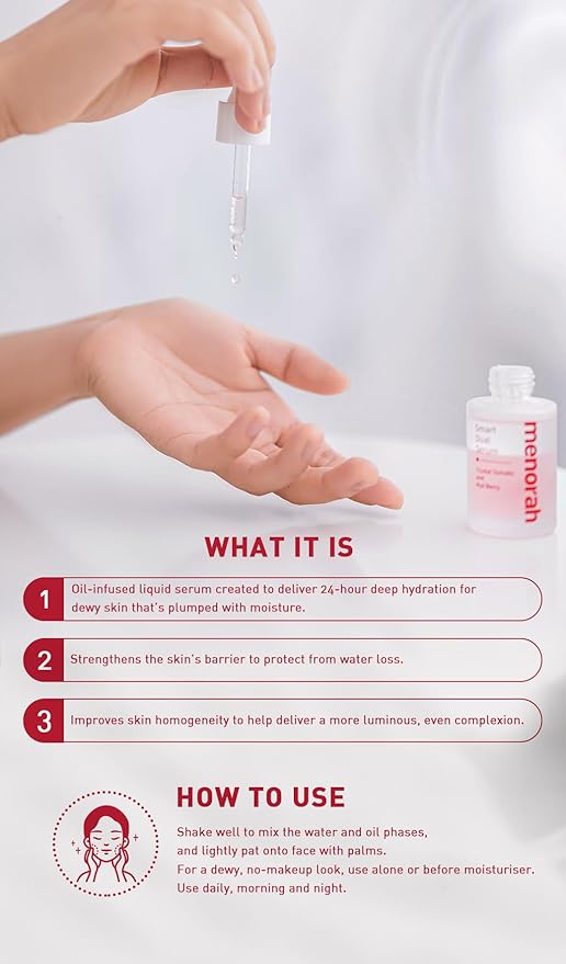 menorah skincare - Smart Dual Serum - with Crystal Tomato and Acai Berry, Anti-Aging Face Serum with Vitamin C+E, Natural Coconut & Palm Oils, Glow & Hydration Booster, Oil-Infused Formula