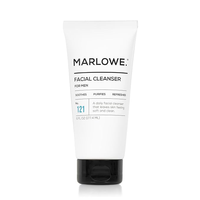 MARLOWE. No. 121 Facial Cleanser 6 oz, Daily Mens Face Wash with Natural Extracts & Antioxidants, Soothes, Purifies, Refreshes, Thick Lather, Fresh Woodsy Scent