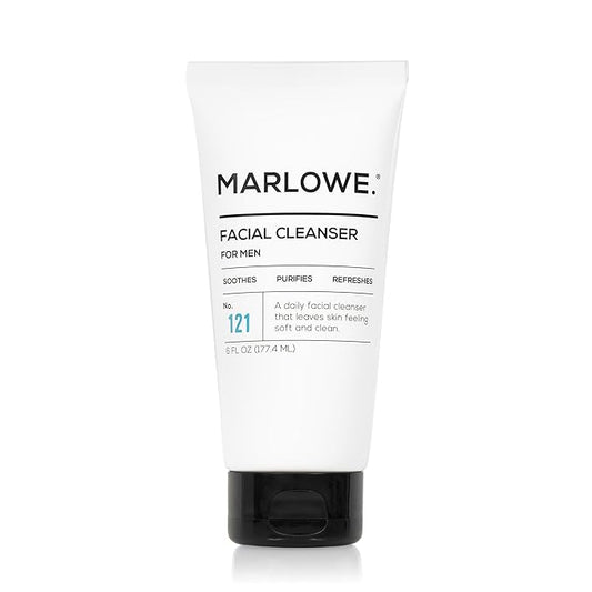 MARLOWE. No. 121 Facial Cleanser 6 oz, Daily Mens Face Wash with Natural Extracts & Antioxidants, Soothes, Purifies, Refreshes, Thick Lather, Fresh Woodsy Scent