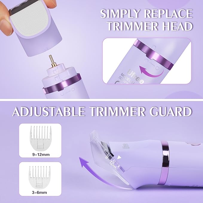 Ufree Bikini Trimmer Electric Razors for Women, Rechargeable Pubic Body Hair Trimmer Electric Shaver for Legs Body Hair, Bikini Shaver IPX7 Waterproof, Gifts for Women, Purple