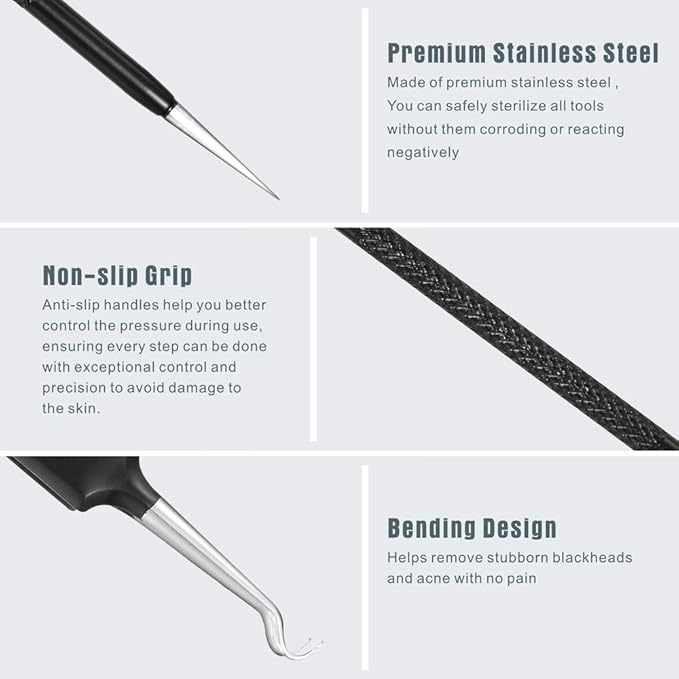 Blackhead Remover Pimple Popper Tool Kit - (6 Piece Kit) - Professional Stainless Pimples Comedone Extractor Removal Tool