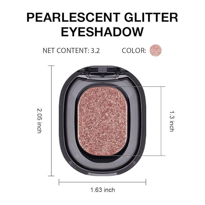 Eye shadow low saturation delicate long-lasting eye shadow palette, Monochrome Glittler Eyeshadow, pressed glitter eyeshadow, Glittle Pressed Powder Single Vegan Eyeshadow, (02 Glittle Brown)