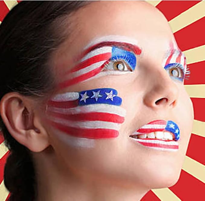 Go Ho Red White and Blue Face Paint Palette,Washable Patriotic 4th of July Face Body Paint,4th of July Accessories ,USA Independence Day Face Painting Kit for Independence Day Makeup