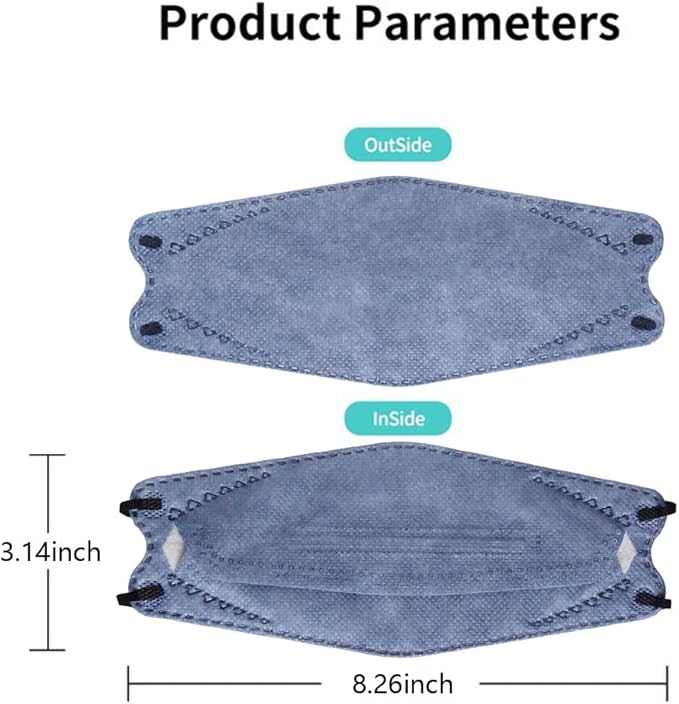 100Pcs KF94 Masks, Individually Wrapped 3D Fish Type Masks for Adult, 4 Layer Protective Face Mask