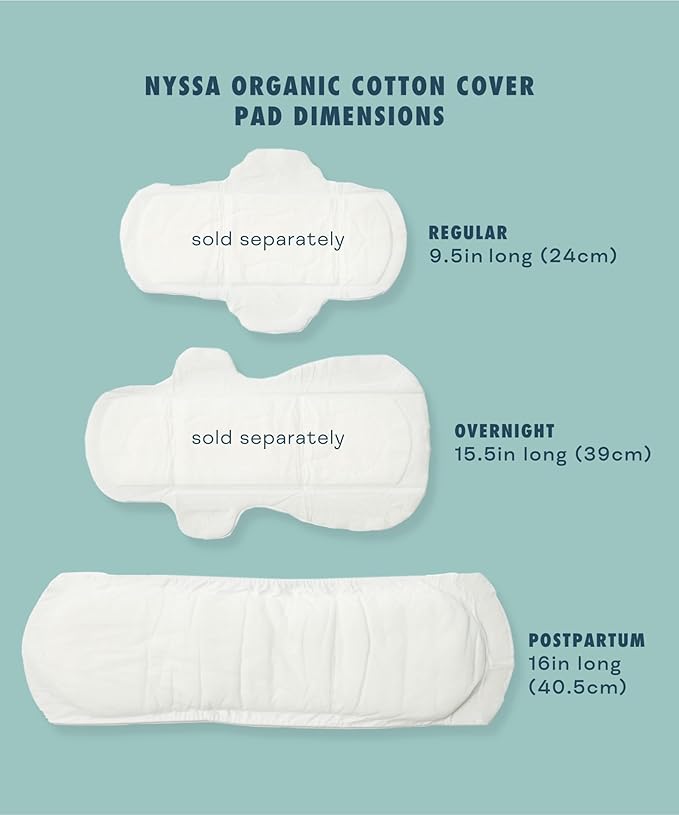 Nyssa Complete Coverage Organic Cotton Cover Postpartum Pads, 3 Pack