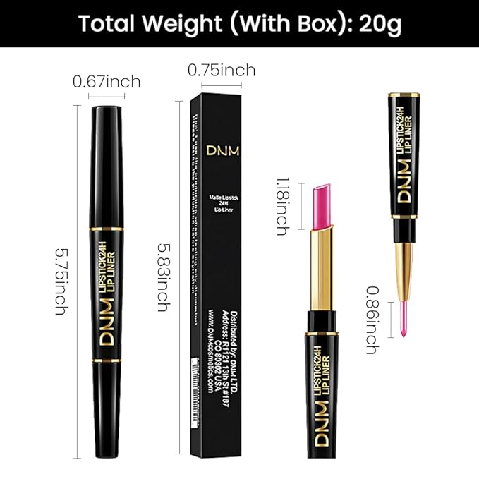 evpct 1Pcs Bright Cool Pink Shine Lip Liner and Lipstick Combo Set Kit for Women, Moisturizing Glossy Tinted Lip Stick Balm, Sheer Shine Juicy Finish, Lightweight Hydrating Formula Lip Care 44#