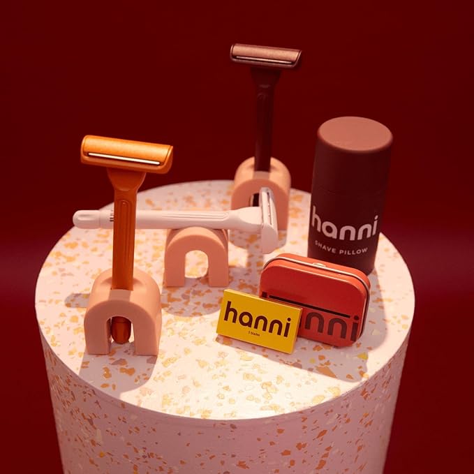 HANNI Shave Starter Set, Saftey Razor with Blades and Shaving Gel, Unisex Grooming Kit for Smooth, Soft Skin, Hair Removal Gift Set for All Skin Types, Burgundy