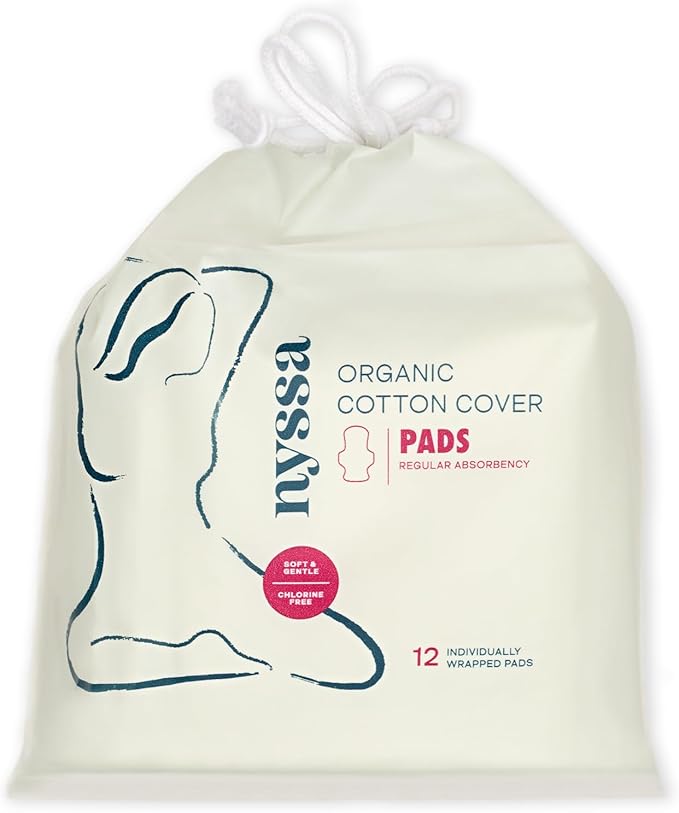 Nyssa Organic Cotton Cover Overnight Pads, Super Absorbency, 36 Count