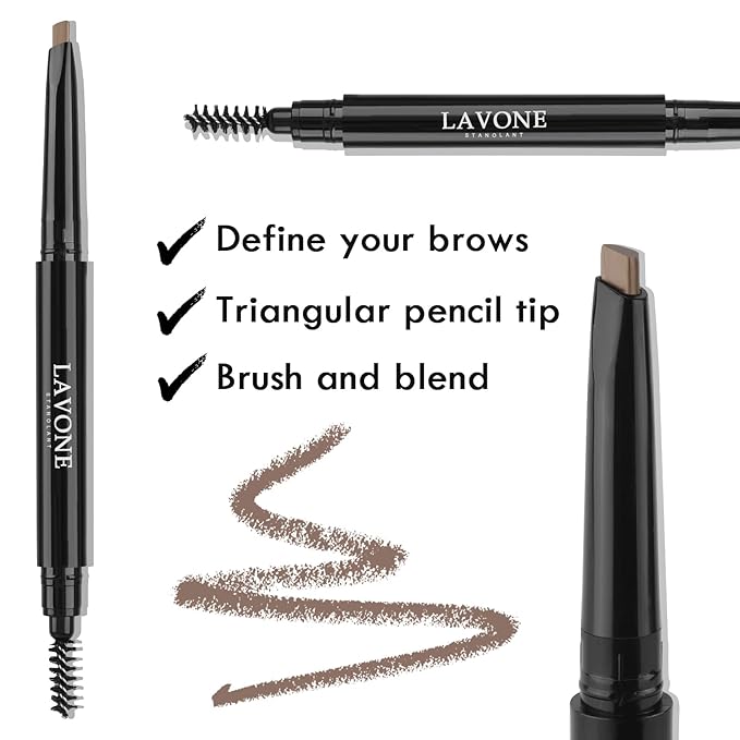 LAVONE Eyebrow Stamp Pencil Kit for Eyebrows Makeup, with Waterproof Eyebrow Pencil, Eyeliner, Eyebrow Pomade, and Dual-ended Eyebrow Brush - Espresso